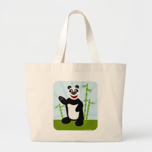 Fun Happy Niedlich Panda Bear Cartoon Art Jumbo Stoffbeutel