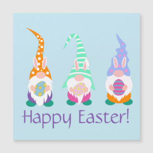 Fun Happy Oaster Gnomes Bunny Ears Frühlingsfarben Magnetkarte