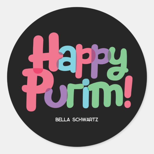 Fun Happy Purim Round Aufkleber (Vorderseite)