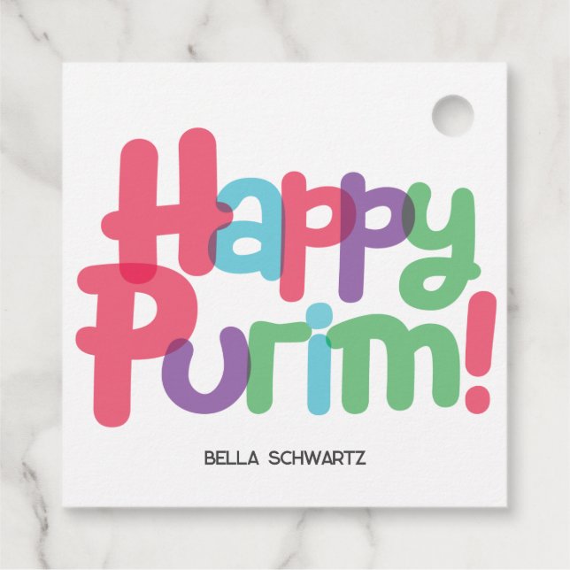 Fun Happy Purim Tag Geschenkanhänger (Rückseite)