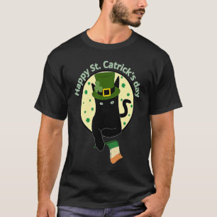 Fun Happy st catrick's day cat cats with c shamroc T-Shirt