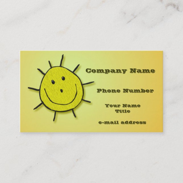 Fun Happy Sun Imitate Stickerei Visitenkarte (Vorderseite)