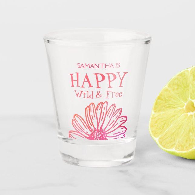 Fun Happy Wild & Free Retirement Party Schnapsglas (Vorderseite)