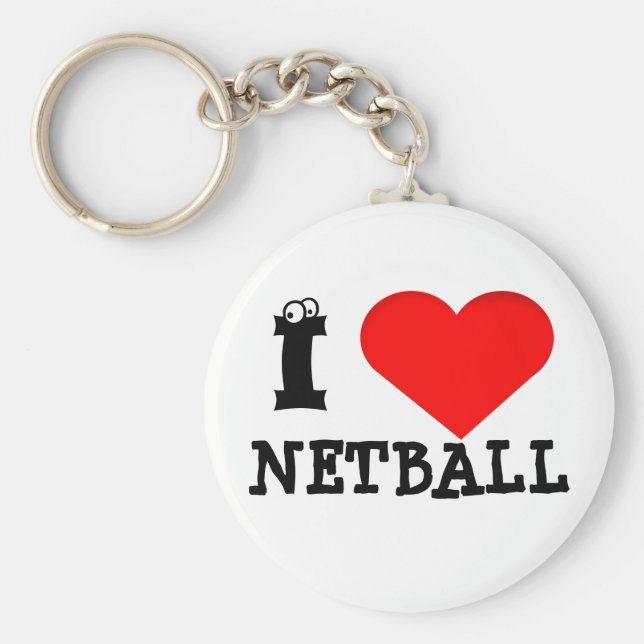 Fun Heart Design I Liebe Netball Schlüsselanhänger (Vorne)