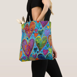 Fun Heart Pattern Blue Mix Tasche