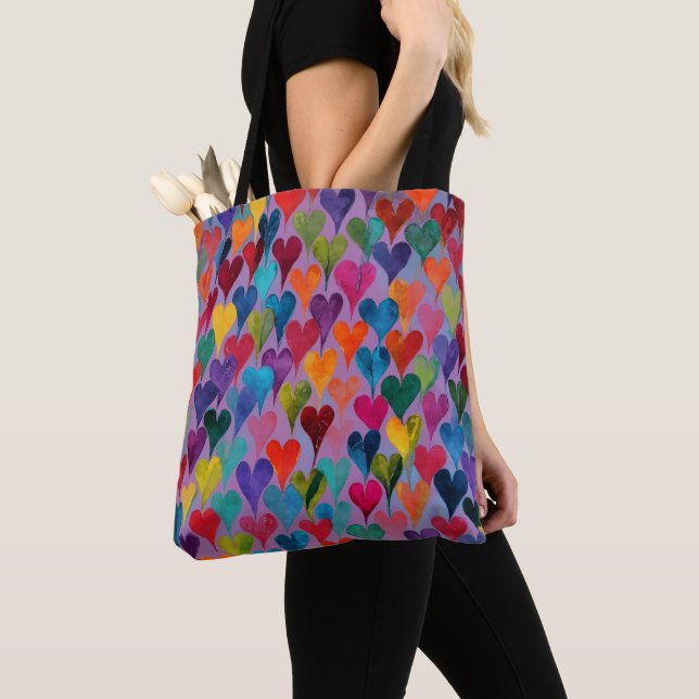 Fun Heart Pattern Lila Mix Tasche (Von Nahem)
