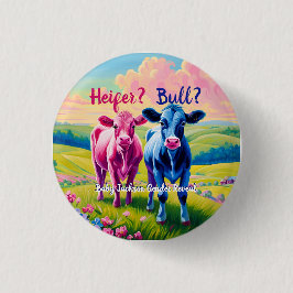 Fun Heifer oder Bull Gender Reveal Button
