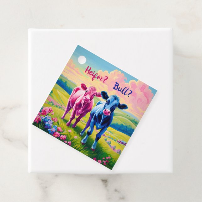 Fun Heifer oder Bull Gender Reveal Geschenkanhänger (Beispiel)