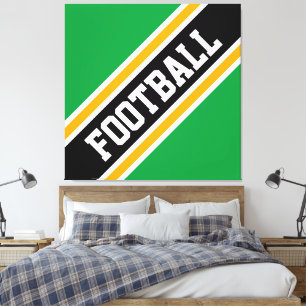 Fun Hellgrüne, gelbe schwarze FUSSBALLStreifen Leinwanddruck