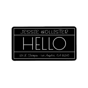 Fun "Hello" Rücksendeadresse   Schwarz/Weiß Adressaufkleber