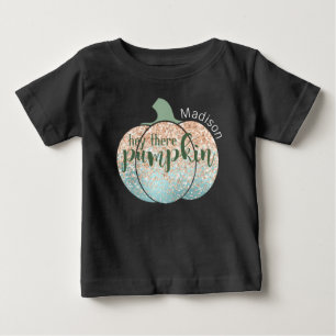 Fun Herbst Halloween Glitzer Hey Da Kürbis Name Baby T-shirt