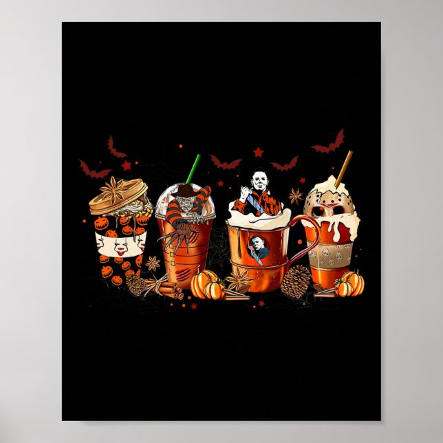 Fun Herbst Horror Latte Coffee Cups Ghost Hal Poster (Vorne)