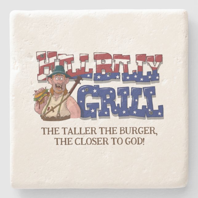 Fun HillBilly Grill Dänemark Stone Untersetzer! Steinuntersetzer (Vorderseite)