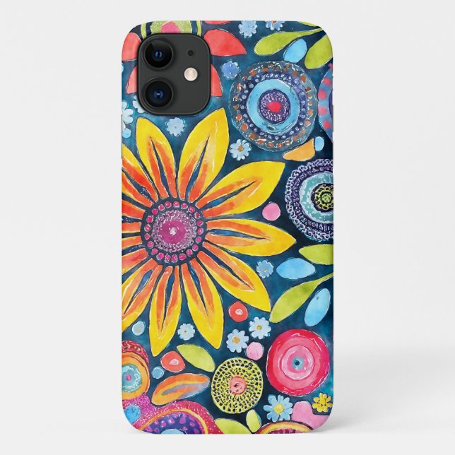 Fun Hippie Blume Gemustert Case-Mate iPhone Hülle (Rückseite)