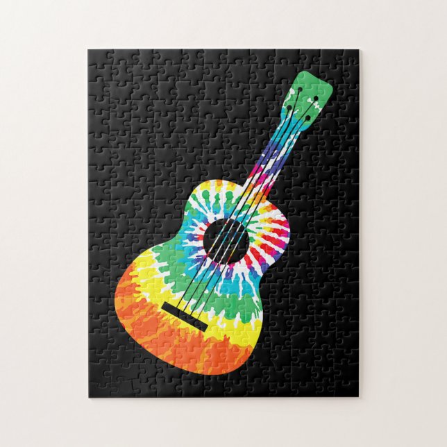 Fun Hippie Rainbow Gefärbte Krawatte Acoustic Guit (Vertikal)