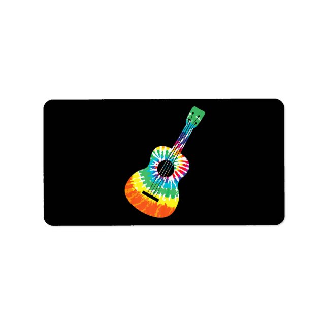 Fun Hippie Rainbow Gefärbte Krawatte Acoustic Guit Adressaufkleber (Vorne)