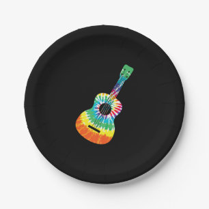 Fun Hippie Rainbow Gefärbte Krawatte Acoustic Guit Pappteller