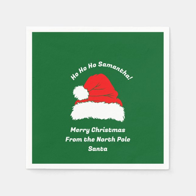 Fun Ho ho ho Santa Hat Merry Christmas Serviette (Vorderseite)