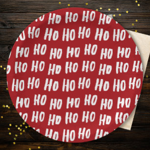 Fun Ho Ho Text Red Holiday Pattern Christmas v2 Pappteller
