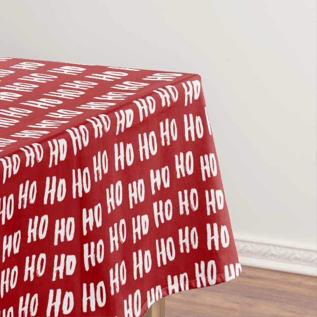 Fun Ho Ho Text Red Holiday Pattern Christmas v2 Tischdecke (Beispiel)