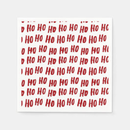 Fun Ho Ho Text Red Holiday Pattern Weihnachten Serviette