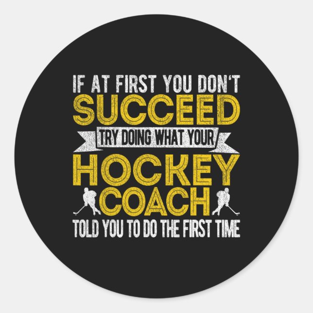 Fun Hockey Coach Eishockey Team Coach Retro Runder Aufkleber (Vorderseite)