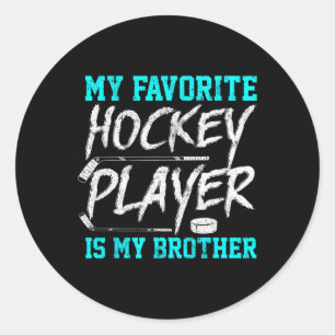 Fun Hockey T-Shirt Brother Novelty Geschenk Gesche Runder Aufkleber
