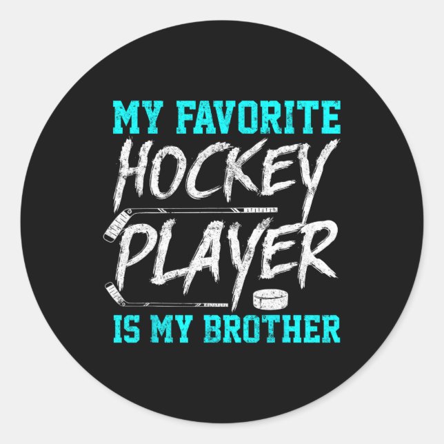 Fun Hockey T-Shirt Brother Novelty Geschenk Gesche Runder Aufkleber (Vorderseite)
