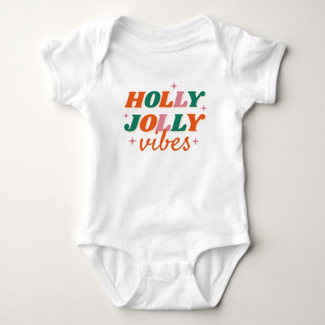 Fun Holly Jolly Vibes Weihnachtsdesign Baby Strampler (Vorderseite)