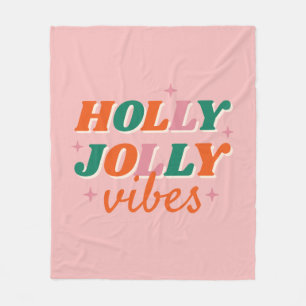 Fun Holly Jolly Vibes Weihnachtsdesign Fleecedecke