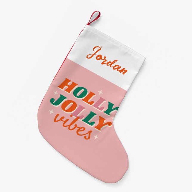 Fun Holly Jolly Vibes Weihnachtsdesign Kleiner Weihnachtsstrumpf (Vorderansicht (hängend))