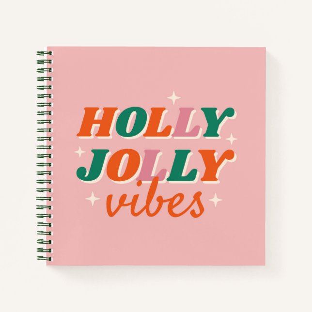 Fun Holly Jolly Vibes Weihnachtsdesign Notizbuch (Vorderseite)