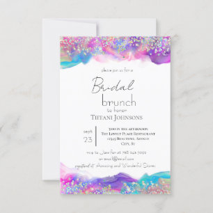 Fun Holographic Ink Glitzer Bridal Brunch Einladung