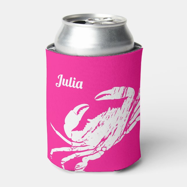 Fun Hot Pink Crab Custom Beach kann kühler Dosenkühler (Kanne Vorderseite)