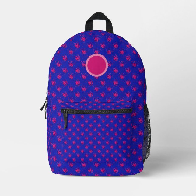 Fun Hot Pink Punkte auf blau Bedruckter Rucksack (Vorderseite)