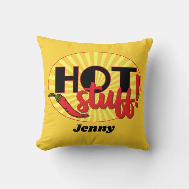 Fun Hot Stuff Red and Yellow Chiles Zitat Kissen (Vorderseite)