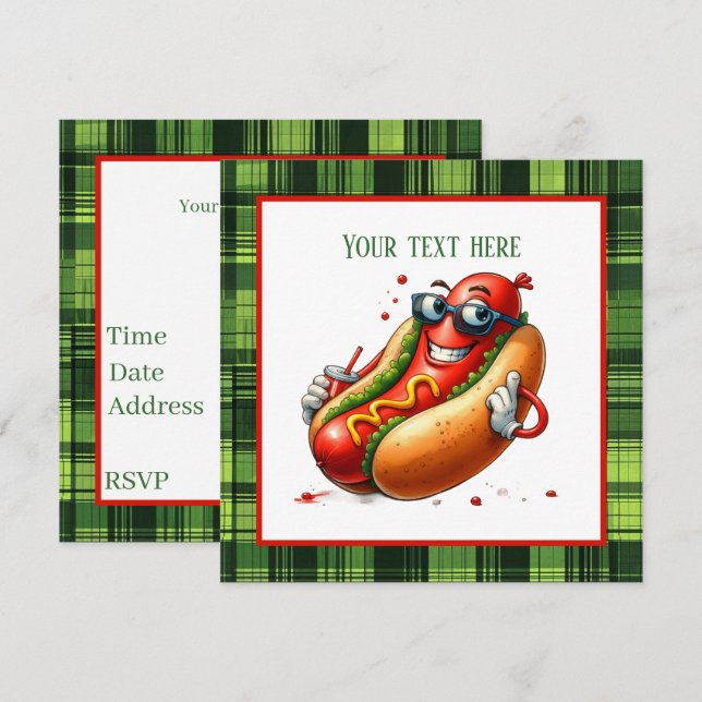 Fun Hotdog Liebhaber Party Einladung (Vorne/Hinten)