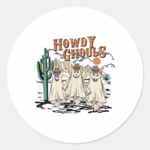 Fun Howdy Ghouls Western Halloween Fall Ghosts Wom Runder Aufkleber
