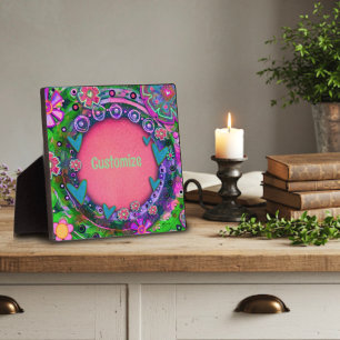 Fun Hübsch rosa Blumenherz Whimsical Custom Fotoplatte