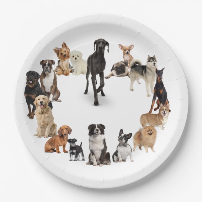 Fun Hund Rasse Haustiere Hunde Individuelle Name Pappteller (Vorderseite)