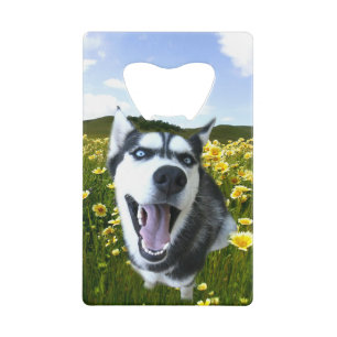 Fun Husky Chien en Fleurs sauvages Portefeuille Bo