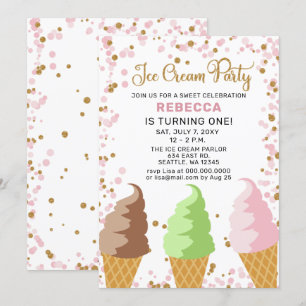 Fun Ice crème party Anniversaire invitation