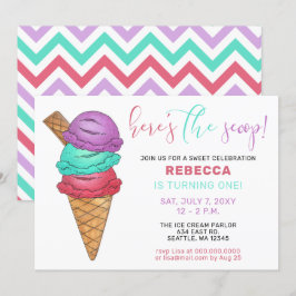 Fun Ice Creme Party zum Geburtstag Einladung