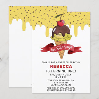 Fun Ice Creme Party zum Geburtstag Einladung