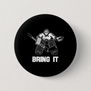 Fun Ice Hockey Player Geschenk Goalie Apparel Graf Button