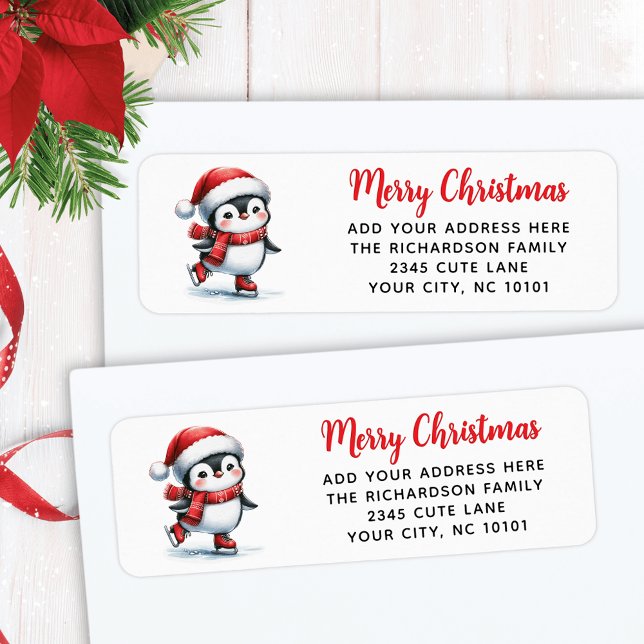 Fun Ice Skaten Pinguin in Red Frohe Weihnachten (Von Creator hochgeladen)