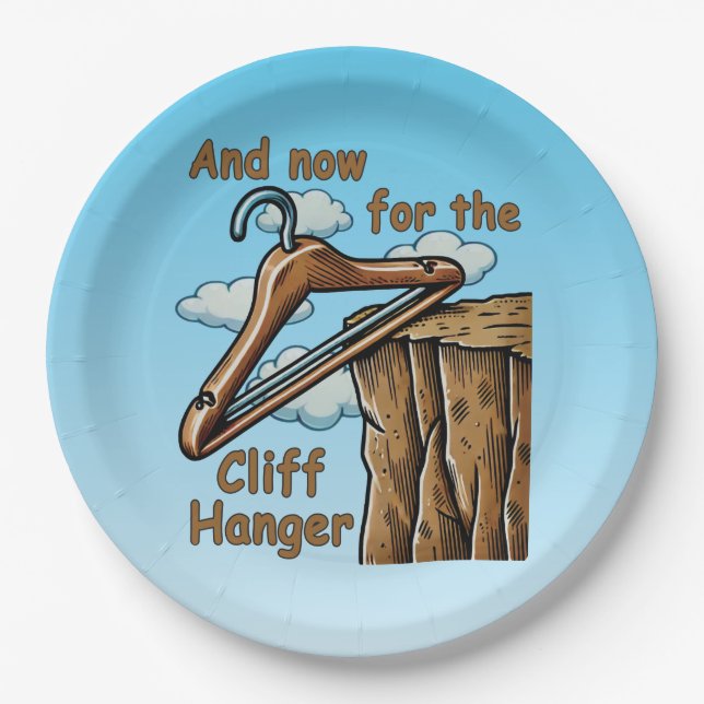 Fun Image of Cliff Hanger with Playful Wordplay Pappteller (Vorderseite)
