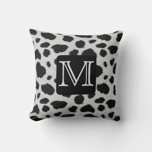 FUN IMITATE SCHWARZ UND WEISS, COW DRUCKEN, MONOGR KISSEN