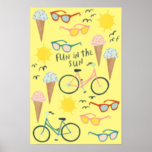 FUN IN DER SONNE Niedliche Farben Sommerzeit Kunst Poster