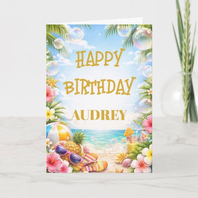 Fun in the Sun Custom Birthday Karte (Vorderseite)